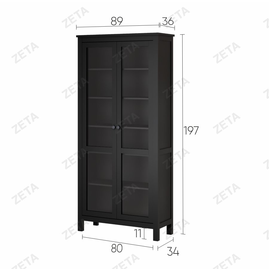 Шкаф с дверями "Кымор" (900*1980*370 мм.) №5030710405 (чёрный) (Лузалес-РФ) - изображение 4
