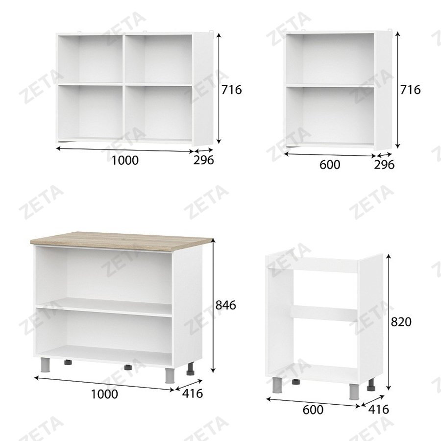 Кухонный гарнитур "КГ- 6" (1.6 м) серия 2 №00-00111971 (белый текс./дуб сома) (РФ)