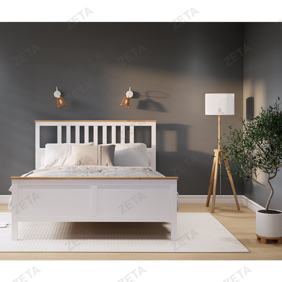 Кровать двойная "Кымор" (1600*2000 мм.) №5031320111 (белый/светло-коричневый) (Лузалес-РФ) - изображение 5