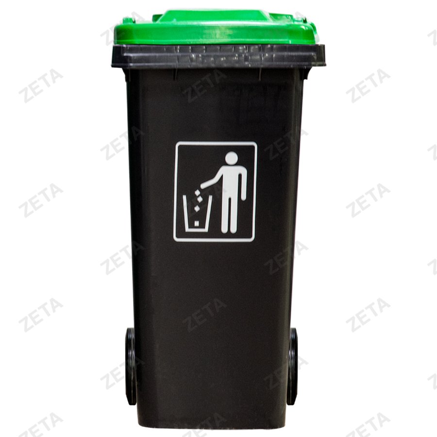 Бак мусорный с крышкой 120 л. (зелёный/чёрный) №LD-120АС (ВИ)