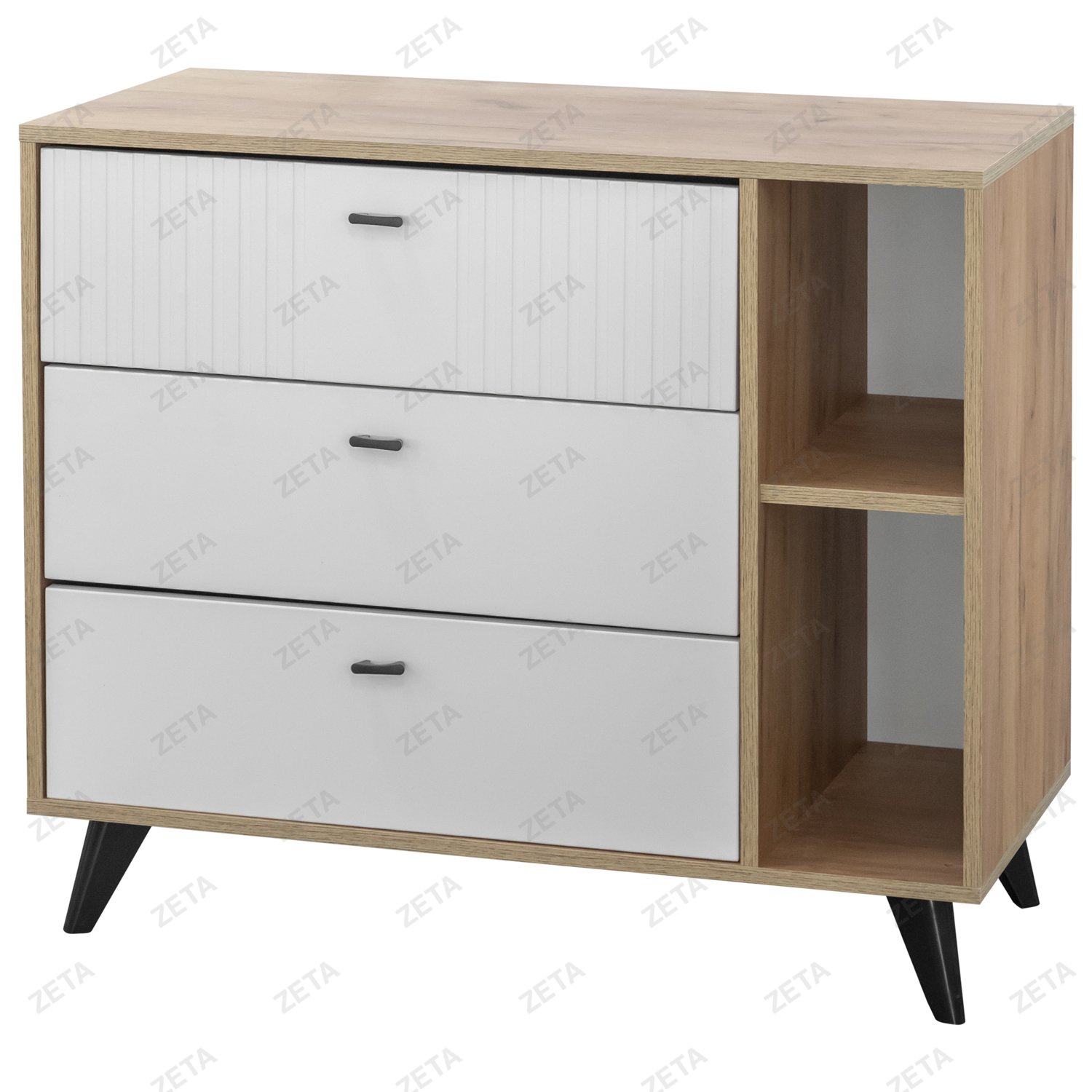 Комод МС "Милан" 3 ящика №00-00108389 (дуб золотой/белый матовый) (РФ)