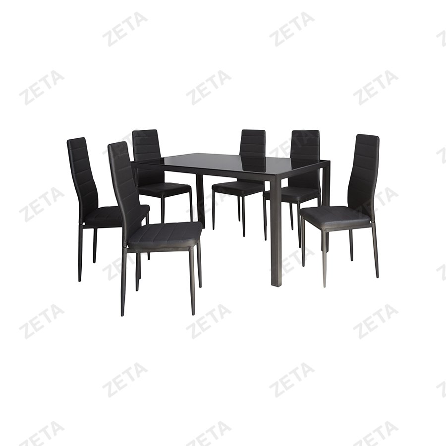 Столовый комплект №DT-97: стол + 6 стульев (чёрный) (ВИ)