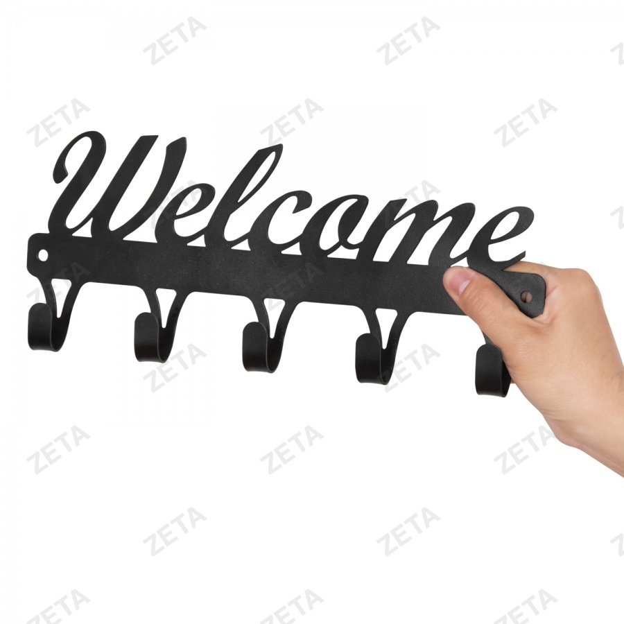 Вешалка-ключница настенная, металлическая "Welcome" - изображение 3