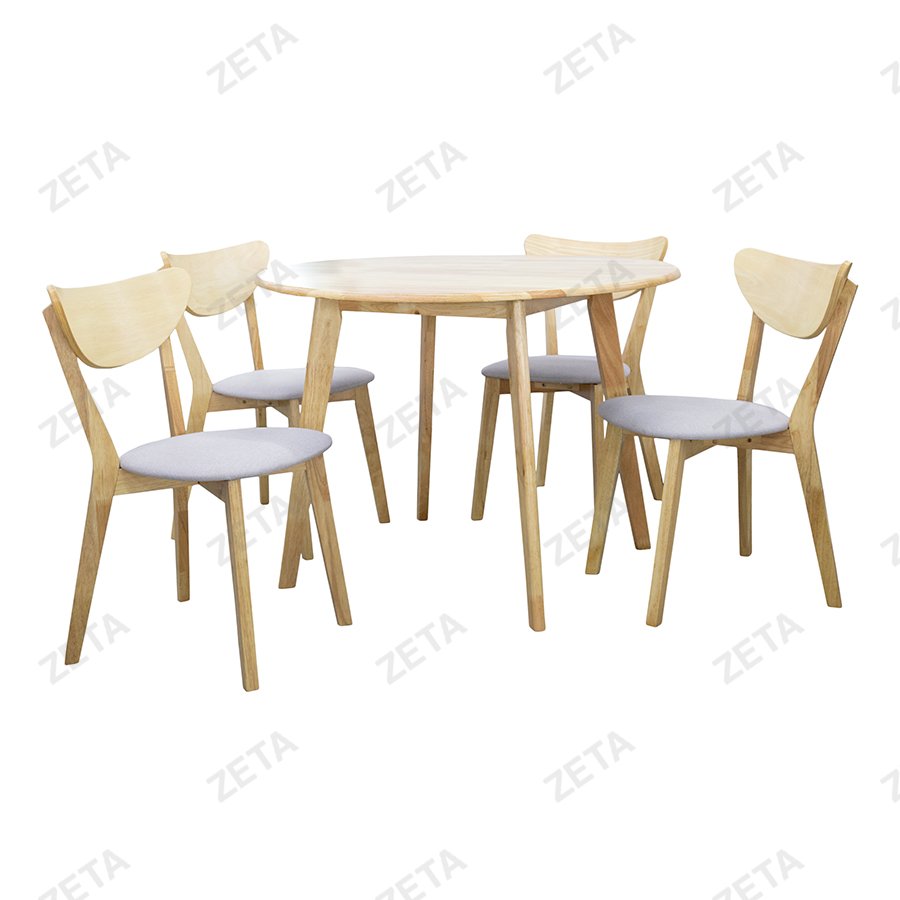 Комплект мебели: стол + 4 стула №RH7226T+RH371C (натура / серебристый) (Малайзия)