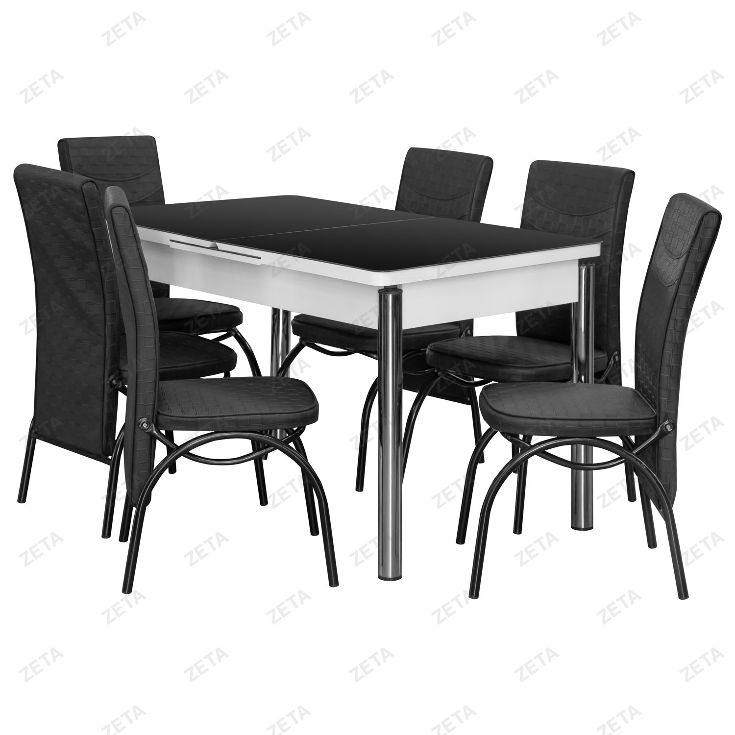 Столовый комплект №624: стол + 6 стульев (чёрный) (Турция)