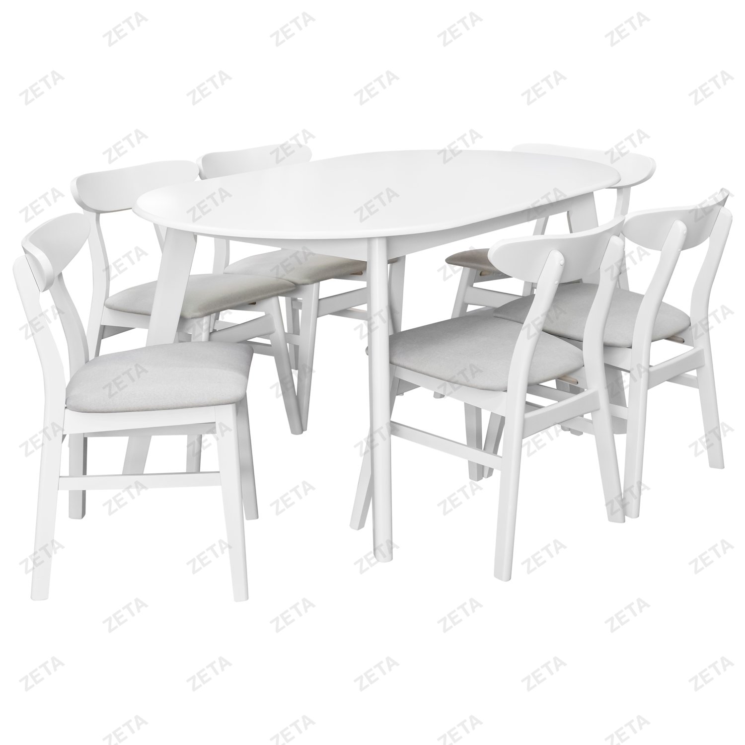 Комплект мебели: стол + 6 стула №RH7234T+RH 373 (белый) (Малайзия)