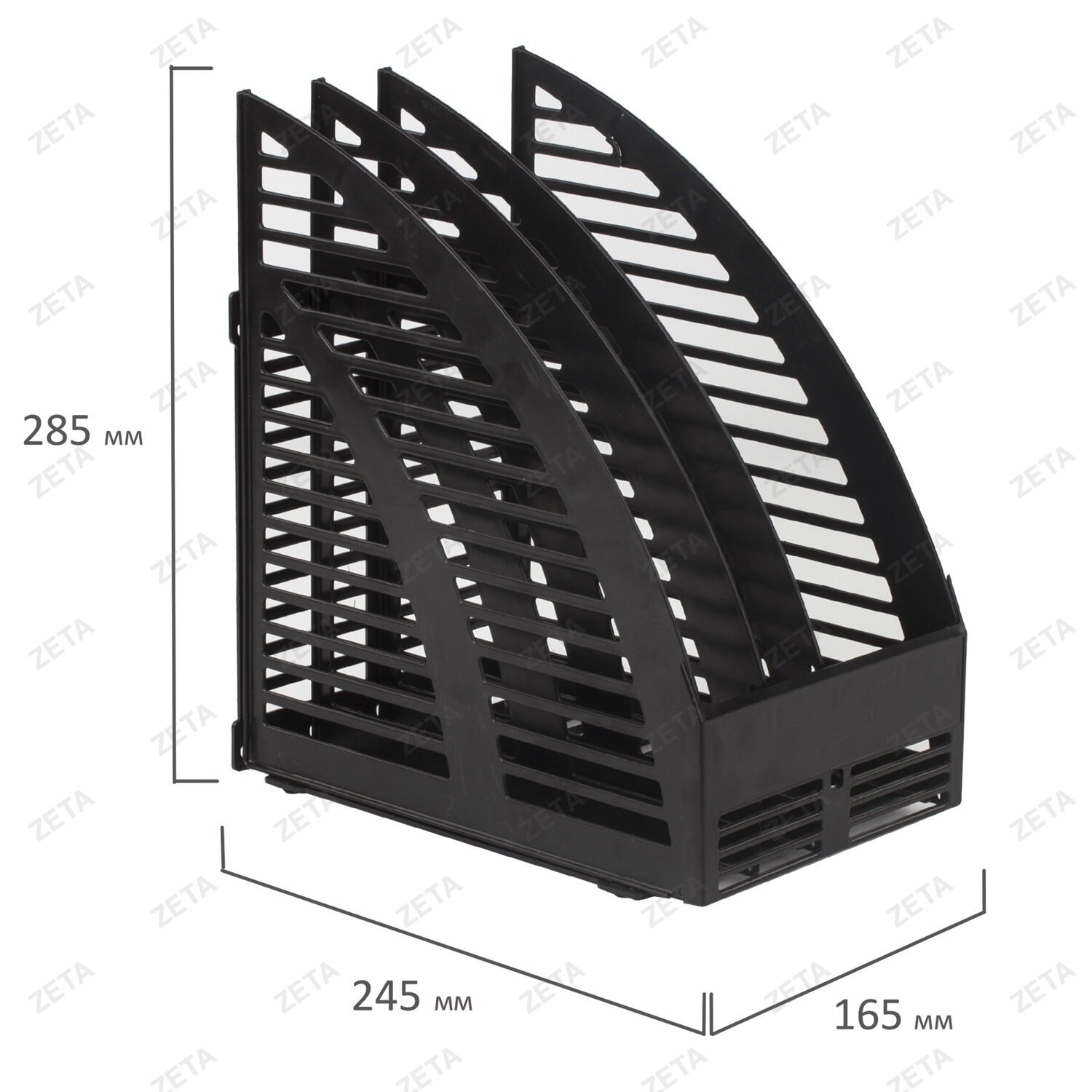 Лоток вертикальный для бумаг STAFF, 245х165х285 мм, 3 отделения, сетчатый, сборный, черный, 237293 - изображение 2