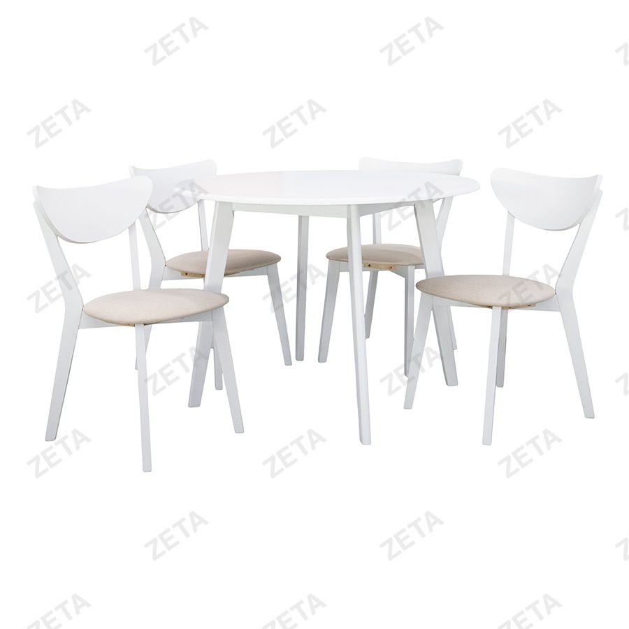 Комплект мебели: стол + 4 стула №RH7226T+RH371C (белый / светло бежевый) (Малайзия)